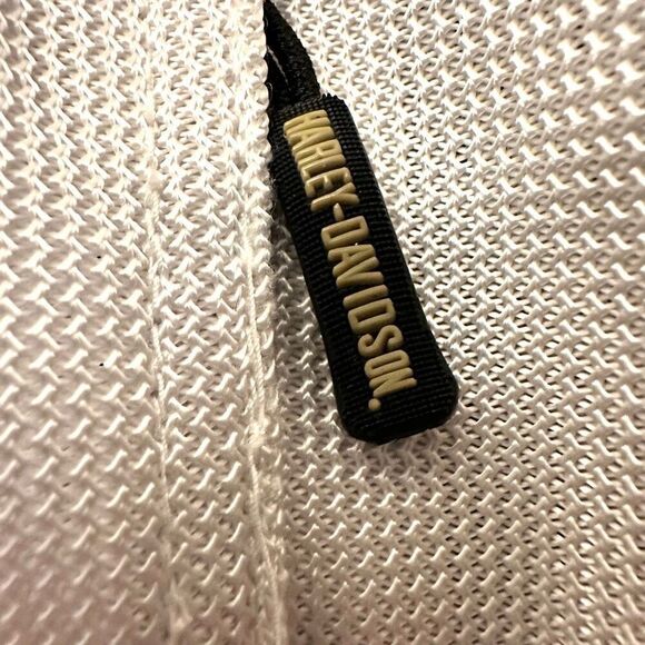 Vintage Harley Davidson Full Zip Motorcycle Armoured Jacket White Large - Picture 10 of 11